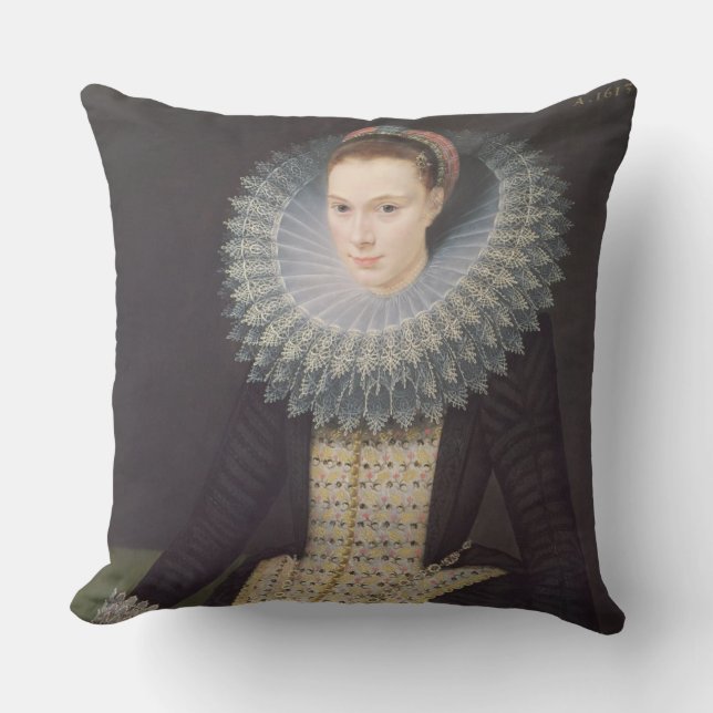 Portrait of a Lady, 1613 (oil on panel) Cushion (Front)