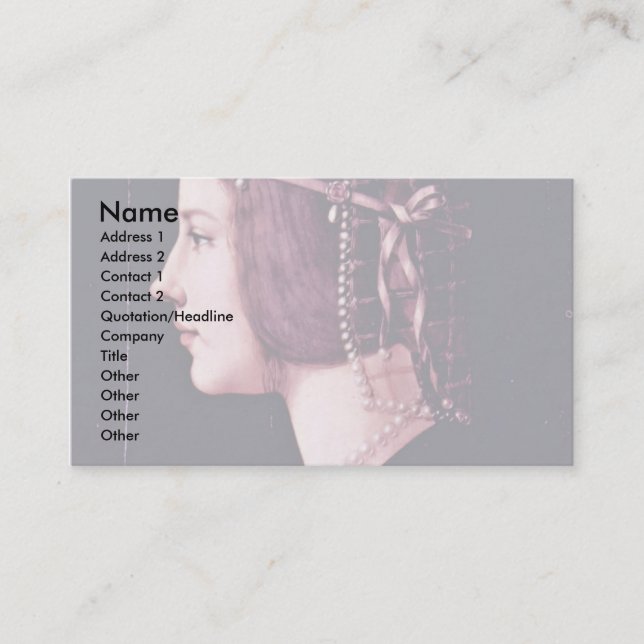 Portrait Of A Lady,  By Ambrogio De Predis Business Card (Front)