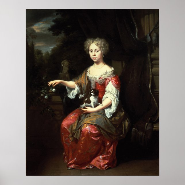 Portrait of a Lady holding her pet Poster (Front)