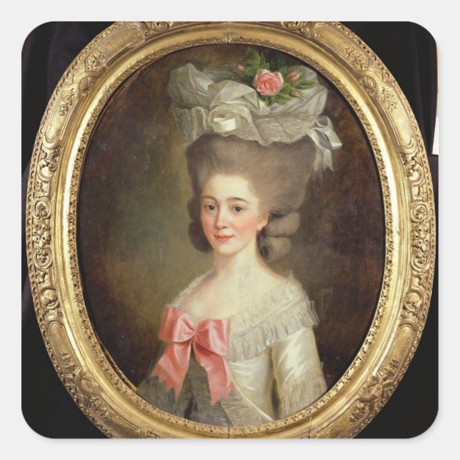 Portrait of a Lady (oil on canvas) Square Sticker (Front)