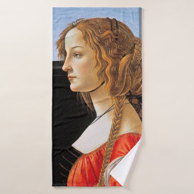Portrait of a Lady, Sandro Botticelli Bath Towel (Bath Towel)