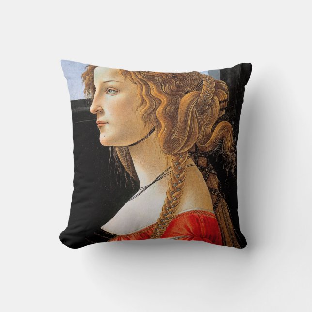 Portrait of a Lady, Sandro Botticelli Cushion (Front)