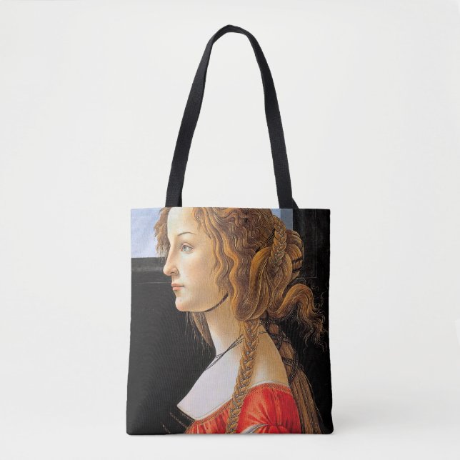 Portrait of a Lady, Sandro Botticelli Tote Bag (Front)