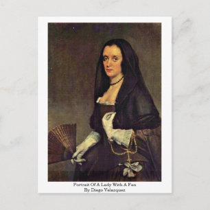 Portrait Of A Lady With A Fan By Diego Velazquez Postcard