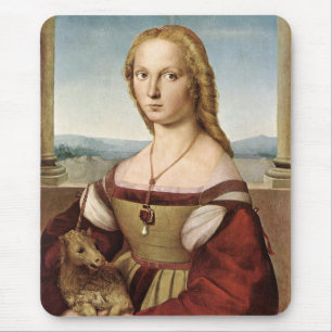 Portrait of a Lady with a Unicorn (by Raphael) Mouse Pad