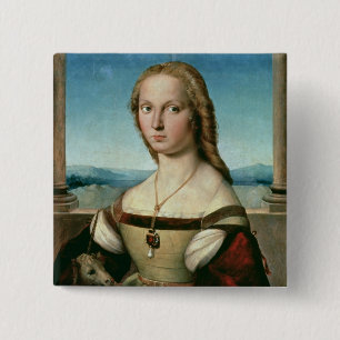 Portrait of a Lady with a Unicorn, c.1505-6 15 Cm Square Badge