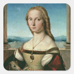 Portrait of a Lady with a Unicorn, c.1505-6 Square Sticker