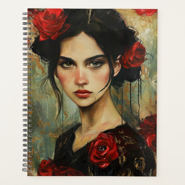 Portrait of a Lady with Red Roses Planner (Front)