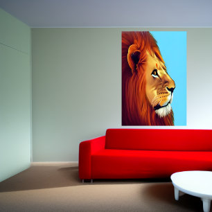 Portrait of a  lion   AI Art  Poster
