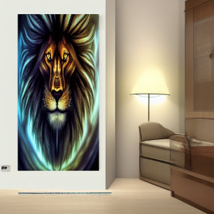 Portrait of a Lion head AI Art Poster