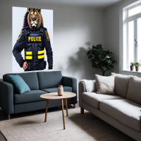 Portrait of a Lion in police uniform | AI Art