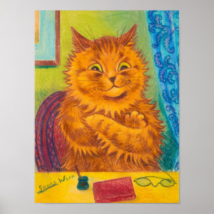 Portrait of a Literary Orange Cat by Louis Wain Poster