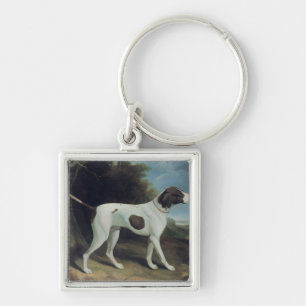 Portrait of a liver and white pointer key ring