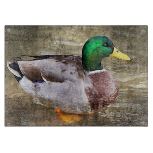 Portrait of a male mallard cutting board