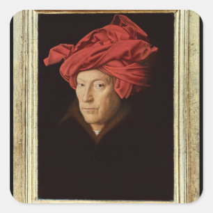 Portrait of a Man, 1433 (oil on oak) (see also 422 Square Sticker
