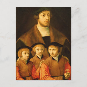 Portrait of a Man and His Three Sons Postcard