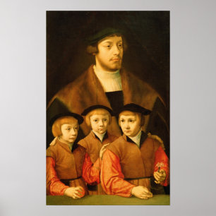 Portrait of a Man and His Three Sons Poster