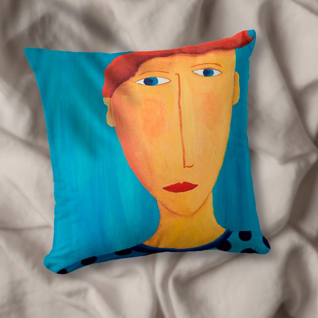 Portrait Of A Man Contemporary Art Painting Cushion (Creator Uploaded)