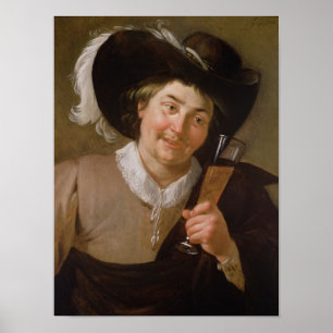 Portrait of a Man Holding a Wine Glass Poster