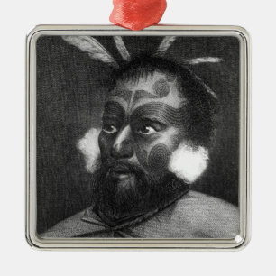 Portrait of a Man of New Zealand Metal Tree Decoration