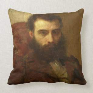 Portrait of a Man (oil on panel) Cushion