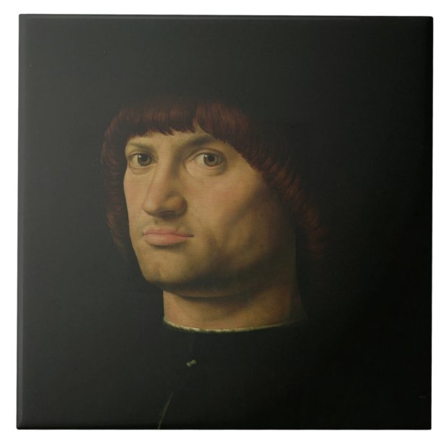 Portrait of a Man, or The Condottiere, 1475 (oil o Ceramic Tile (Front)