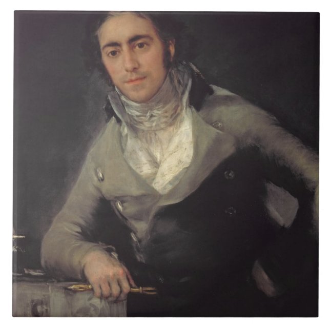 Portrait of a man presumed to be Don Evaristo Pere Ceramic Tile (Front)