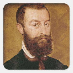 Portrait of a Man with a Beard Square Sticker