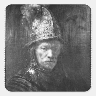 Portrait of a Man with a Golden Helmet, 1648 Square Sticker