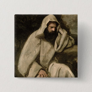 Portrait of a Monk, c.1840-45 (oil on canvas) 15 Cm Square Badge