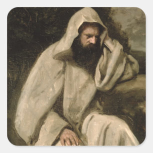 Portrait of a Monk, c.1840-45 (oil on canvas) Square Sticker