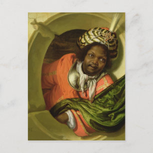 Portrait of a Moor holding a flag at a window Postcard