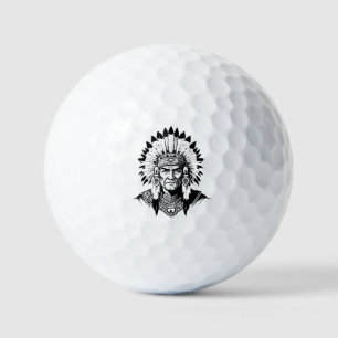 Portrait of a Native American old Chief Golf Balls