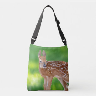 Portrait of a Newborn Fawn (white-tailed deer) Crossbody Bag