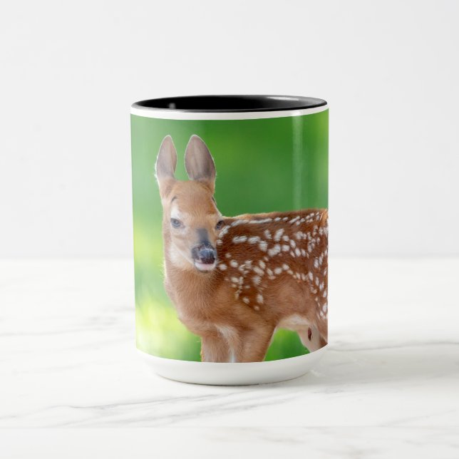 Portrait of a Newborn Fawn (white-tailed deer) Mug (Center)