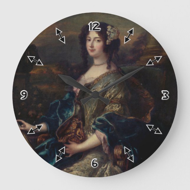 Portrait Of A Noble Lady by Pierre Mignard Large Clock (Front)