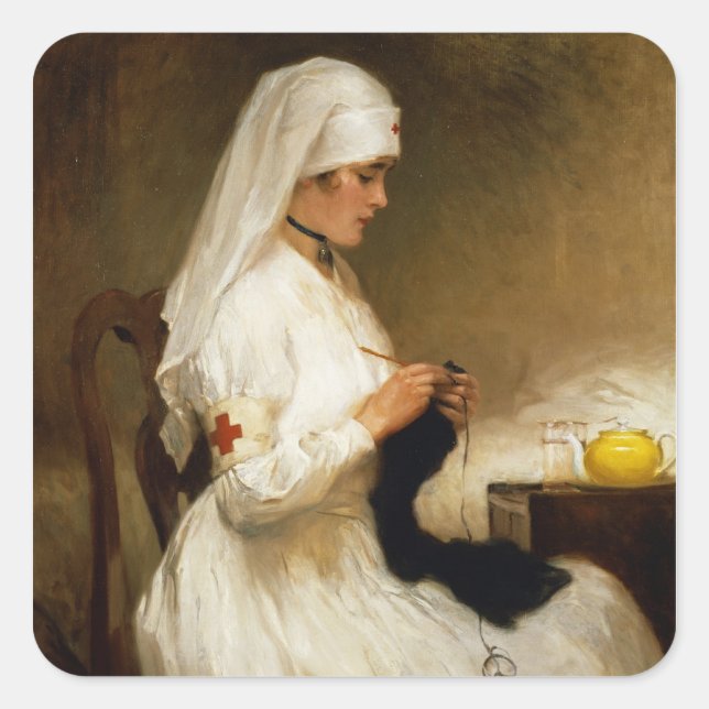 Portrait of a Nurse from the Red Cross Square Sticker (Front)