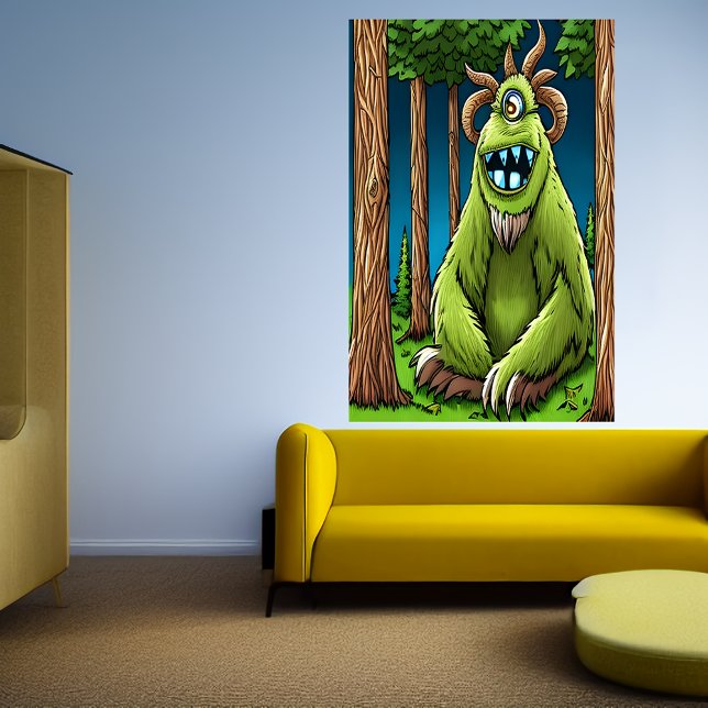 Portrait of a one eye green fantasy beast | AI Art Poster (Creator Uploaded)