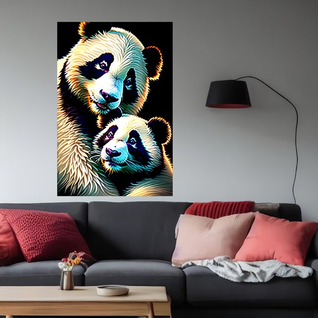Portrait of a Panda Mother and Child  | AI Art Poster (Creator Uploaded)