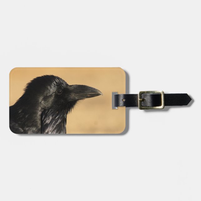 Portrait of a raven luggage tag (Front Horizontal)