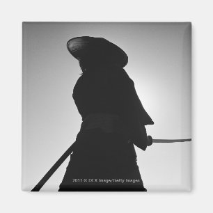 Portrait of a Samurai warrior holding a sword Magnet