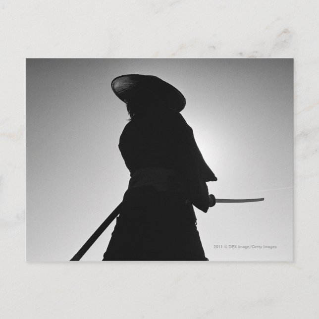 Portrait of a Samurai warrior holding a sword Postcard (Front)