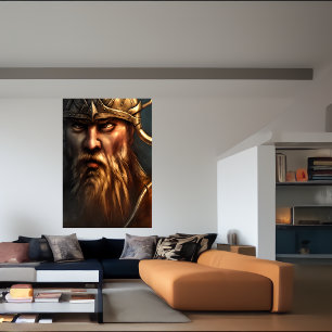 Portrait of a Scandinavian viking AI Art Poster