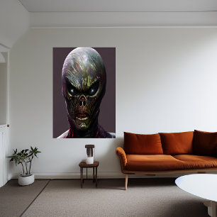 Portrait of a scary alien AI Art Poster