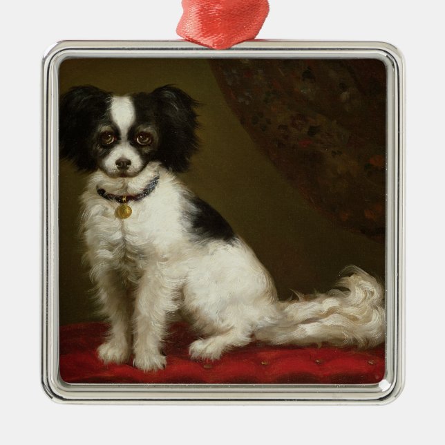 Portrait of a Spaniel Metal Tree Decoration (Front)