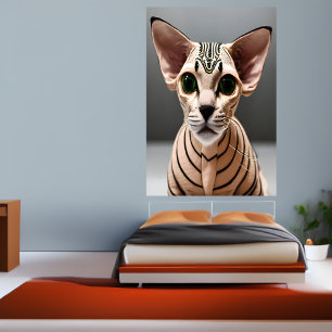 Portrait of a Sphynx cat AI Art Poster