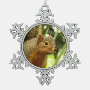 Portrait of a Squirrel Nature Animal Photography Snowflake Pewter Christmas Ornament