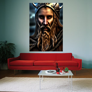 Portrait of a Swedish viking AI Art Poster