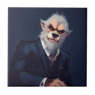 Portrait of a Werewolf in a Suit Ceramic Tile
