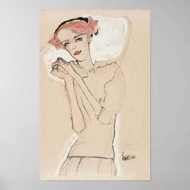 Portrait of a Woman (1910) by Egon Schiele Poster (Front)